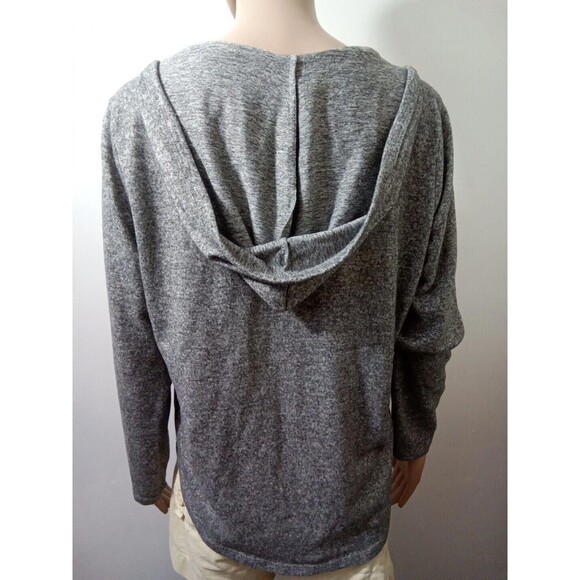 Absolutely Famous XL Hooded Long Sleeve Top Gray V-neckline Criss-cross - Picture 10 of 13